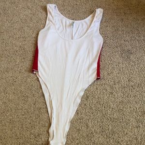 LF high hip red stripe bodysuit